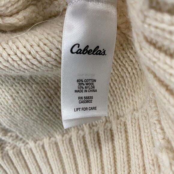 Cabelas Cardigan Sweater Womens S Cream Wool Blend Button Up Fairy Cottage Boho - Picture 8 of 10
